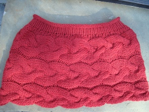 Picture of Shaw Hill infinity wrap, knit in red
